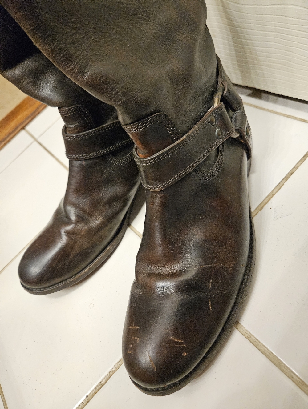 Frye melissa dark brown leather tall boots womens size 9 shoes - Picture 6 of 10
